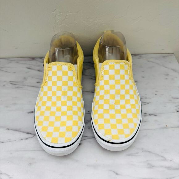 Vans Classic Yellow Checkered Slip On Shoes Missy Size 6 - Picture 3 of 10